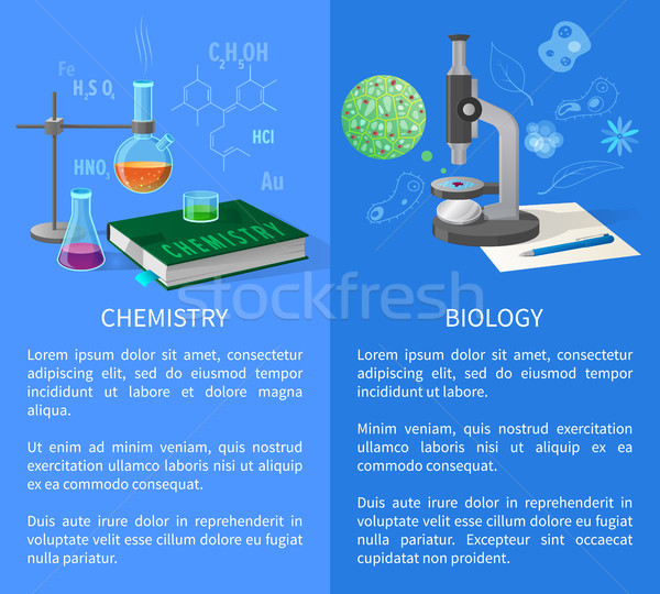 химии биологии вектора Баннеры набор колба Сток-фото © robuart