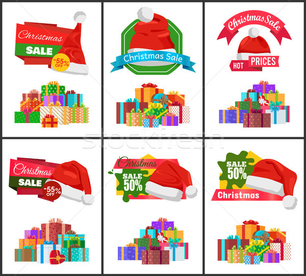 Festive Christmas Sale Announcement Posters Set Stock photo © robuart