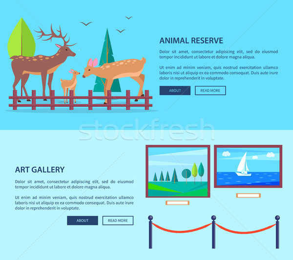 Animal Reserve and Art Gallery Vector Web Banner Stock photo © robuart