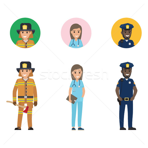 Professions People Cartoon Characters Icons Set Stock photo © robuart