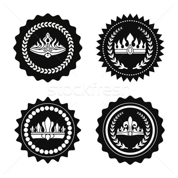 Black Stamps with Royal Crowns and Laurel Wreaths Stock photo © robuart