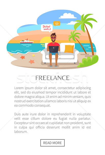 Freelance poster freelancer werken laptop vergadering Stockfoto © robuart