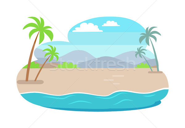 Stock photo: Tropical Summer Vector Illustration with Mountains