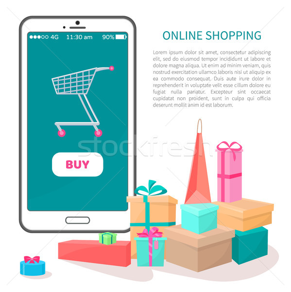 Online Shopping Poster Buy Button on Smartphone Stock photo © robuart