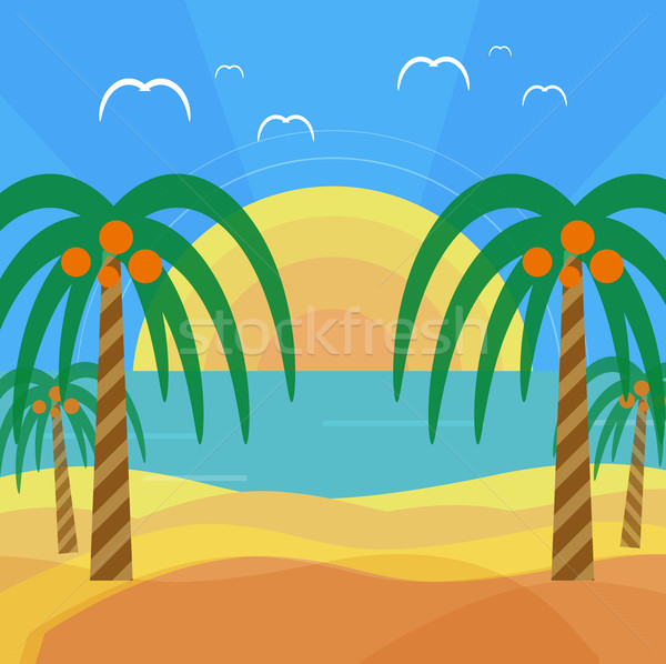 Tropical beach with palm trees Stock photo © robuart