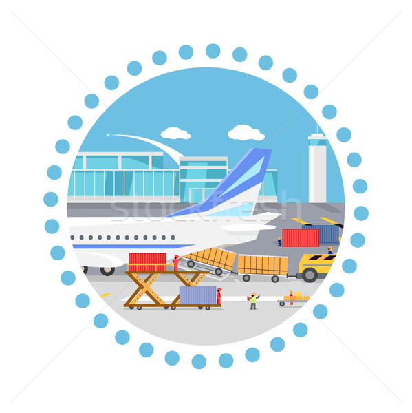 Stock photo: Loading Freight Containers in a Cargo Plane