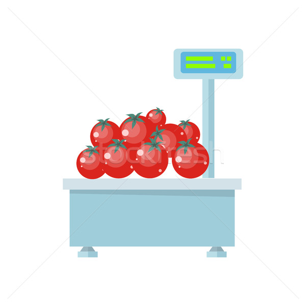 Tray with Tomatoes on Store Scales Vector. Stock photo © robuart