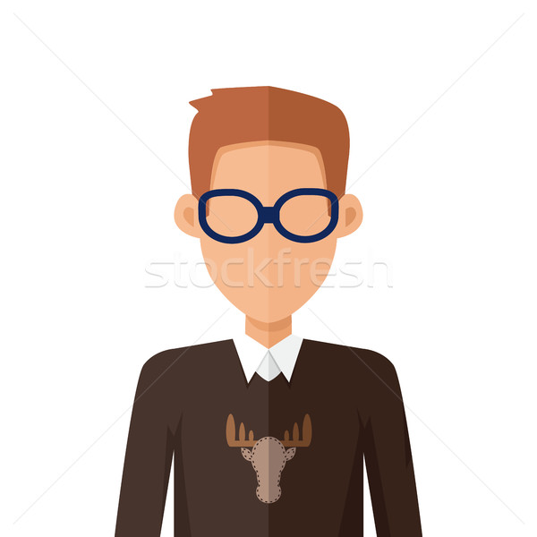 Elegáns fiatalember szemüveg avatar rajz terv Stock fotó © robuart