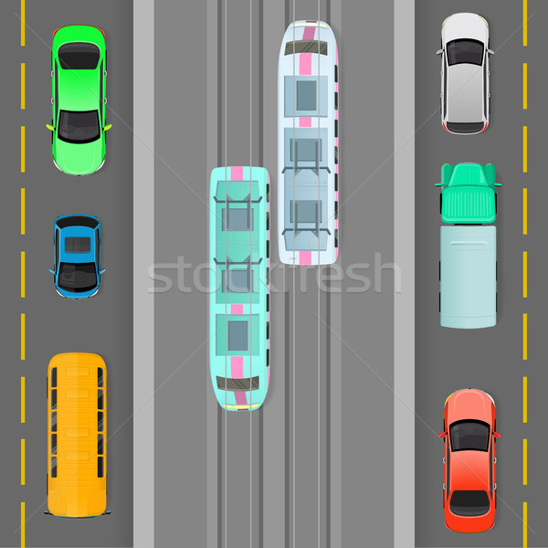 City Traffic on Top View Flat Vector Concept  Stock photo © robuart