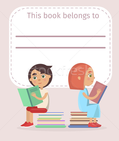 Stock photo: Place for Name Sign on Book with Boy and Girl