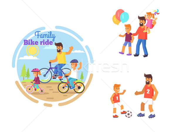 Dad Celebrating Fathers Day with Children Poster Stock photo © robuart