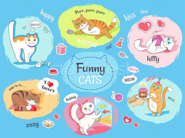 Funny Cats Poster with Images of Everyday Life Stock photo © robuart