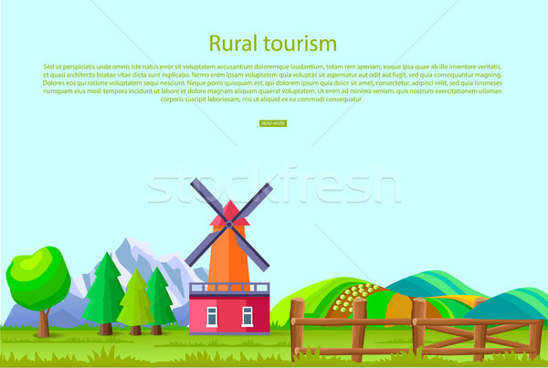 Rural Tourism Poster with Countryside Landscape Stock photo © robuart
