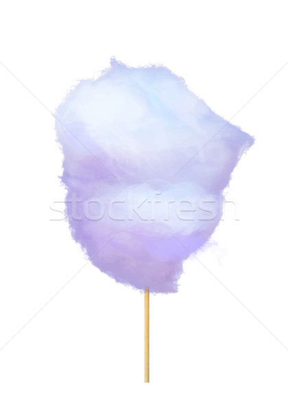 Stock photo: Realistic Purple Cotton Candy on Stick Isolated
