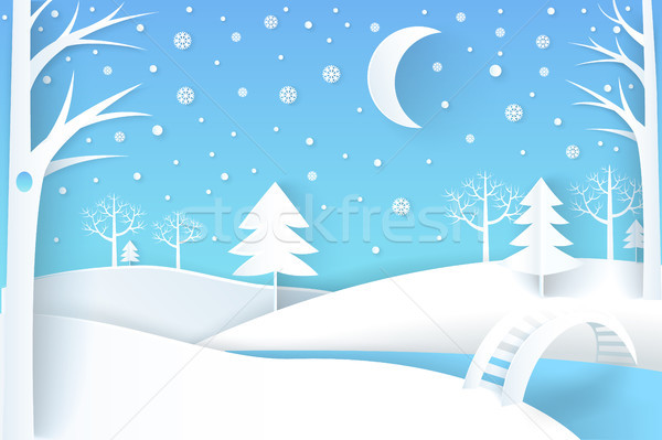Winter Landscape with River and White Snowy Trees Stock photo © robuart