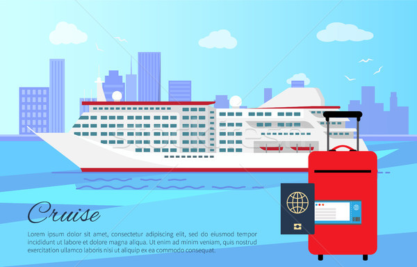 Cruise Ship and Luggage Poster Vector Illustration Stock photo © robuart