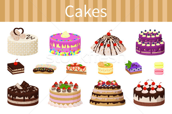 Various Delicious Desserts Vector Illustration Stock photo © robuart