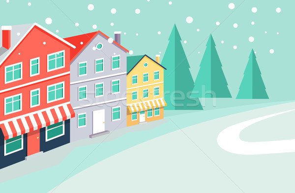 Winter Landscape with Buildings that Have Market Stock photo © robuart