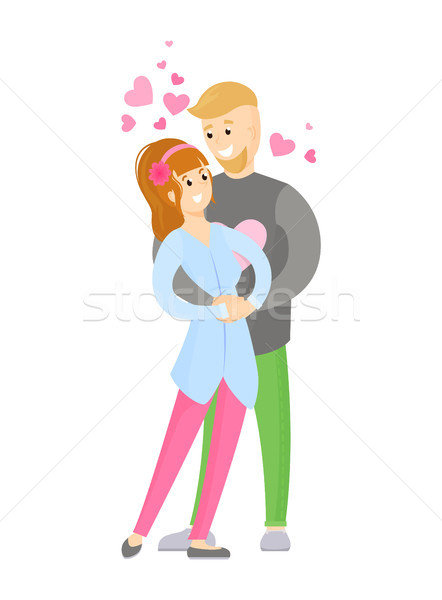 Boy Girl Tenderly Hugging, Young Lovers Embracing Stock photo © robuart