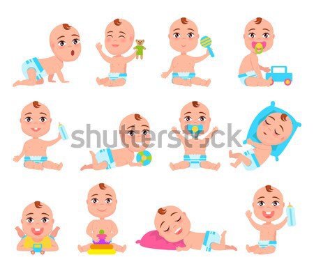 Baby Brust Ernährung Set Plakat kid Stock foto © robuart