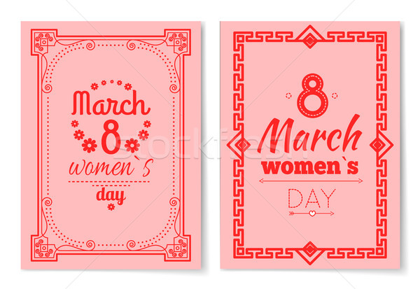 Dzień kobiet pocztówkę duży podpisania ramki karty Zdjęcia stock © robuart