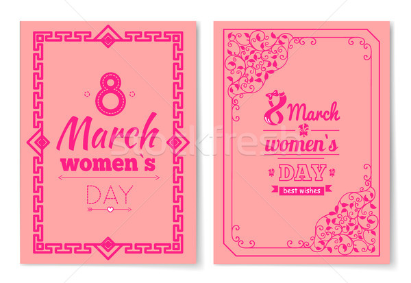 Día de la mujer postal grande signo marco tarjeta Foto stock © robuart