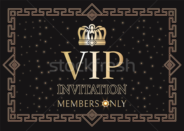 Vip invitación oro corona elegante marco Foto stock © robuart