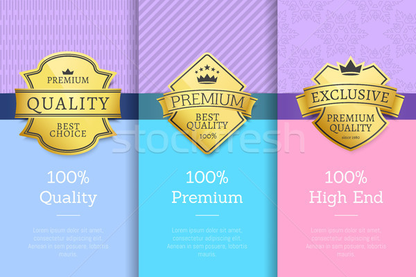 Golden Labels with Crown 100 Quality Premium Set Stock photo © robuart