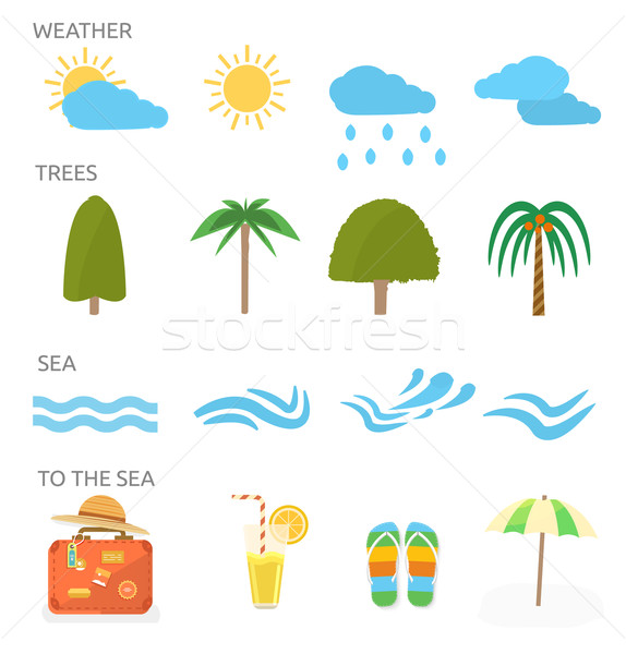 Icons set of traveling and planning a summer vacation Stock photo © robuart