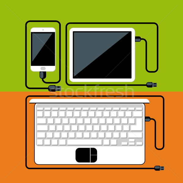 Laptop, digital tablet, smartphone with usb cable Stock photo © robuart