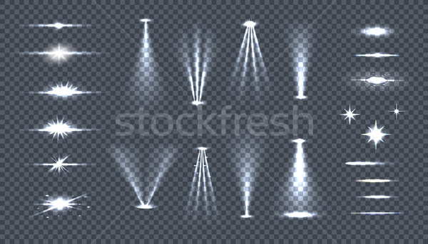 Set of Bright Lights on Transparency. Glow Flash Stock photo © robuart