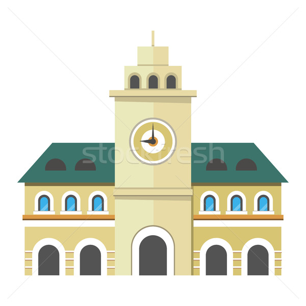 Stock photo: Urban City Illustration Building with Clock.