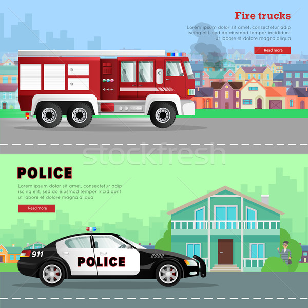 ストックフォト: 消防車 · 運転 · 警察 · 車 · 方法 · 燃焼