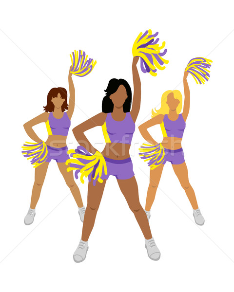 Cheerleading Teams Web Banner. Girls with Pompoms Stock photo © robuart