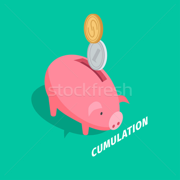 Money Accumulation Isometric Vector with Piggybank Stock photo © robuart