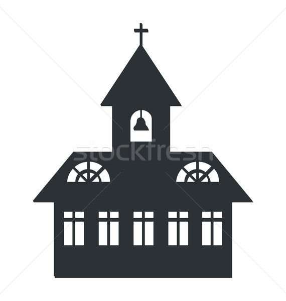 Bâtiment de l'église silhouette icône isolé blanche noir [[stock_photo]] © robuart