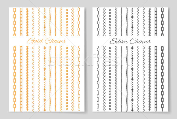 Silver and Gold Chains Promotional Posters Set Stock photo © robuart