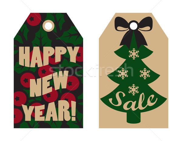 [[stock_photo]]: Happy · new · year · vente · gui · arbre · baies