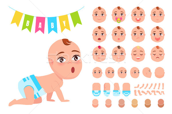 Baby Constructor and Flags Vector Illustration Stock photo © robuart