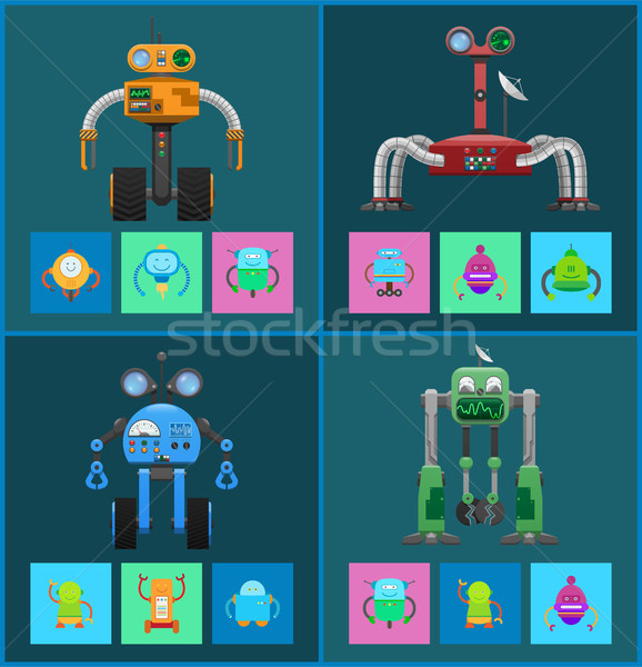 Mechanical Robots with Navigation Systems Set Stock photo © robuart