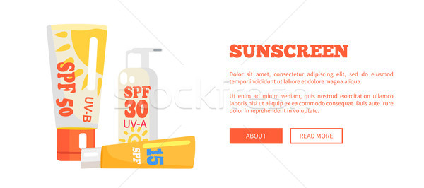 Sunscreen Banner Depicting Various Lotions Stock photo © robuart