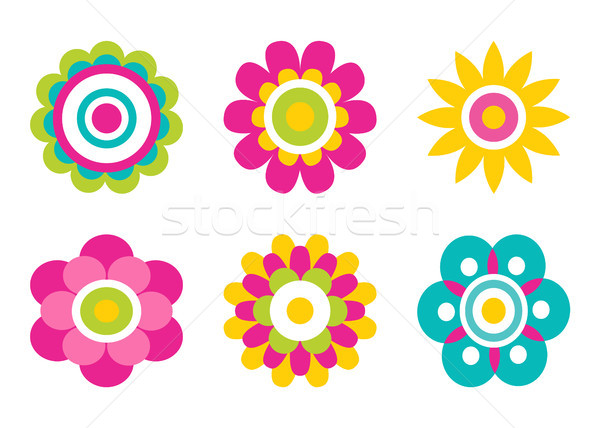 Geometric Shape Flowers Made of Simple Circles Stock photo © robuart