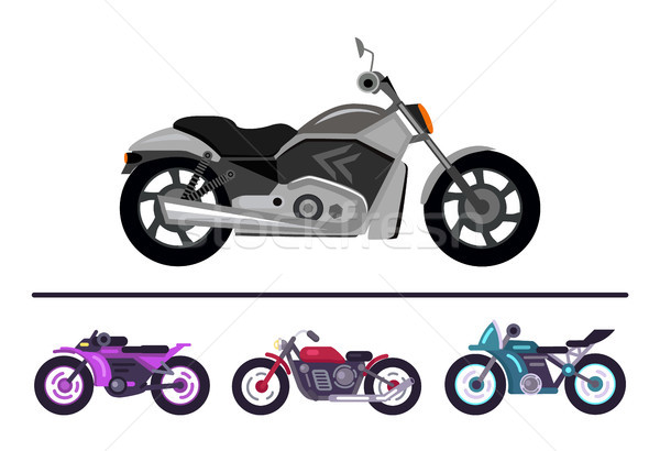 Modern Bike Design Grey Scooter Set Motorbikes Stock photo © robuart