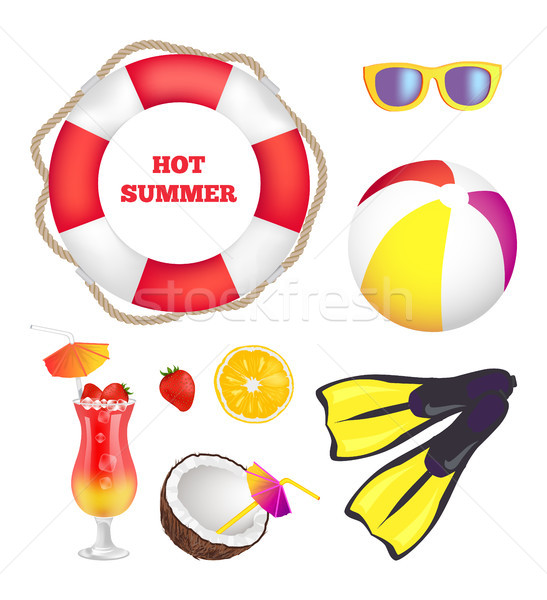 Hot Summer Items Collection Vector Illustration Stock photo © robuart