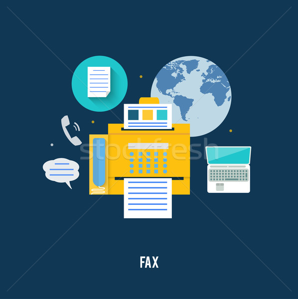 Stock photo: Fax icon in flat design