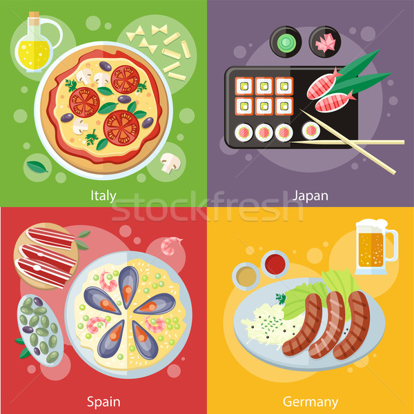 Italy, Japan, Spain and Germany food Stock photo © robuart