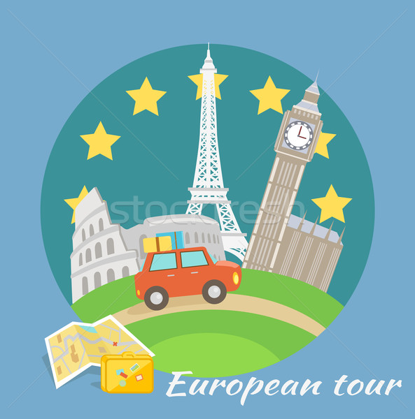 Europese tour banner beroemd Stockfoto © robuart