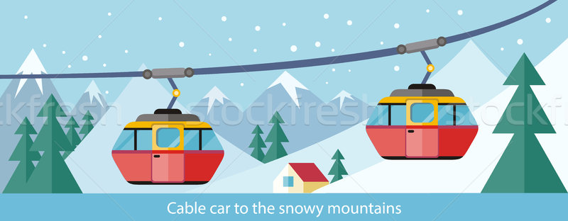 Cable Car to Snowy Mountains Design Stock photo © robuart