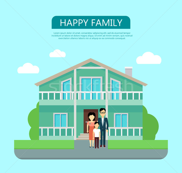 Happy Family in the Yard of Their House Stock photo © robuart