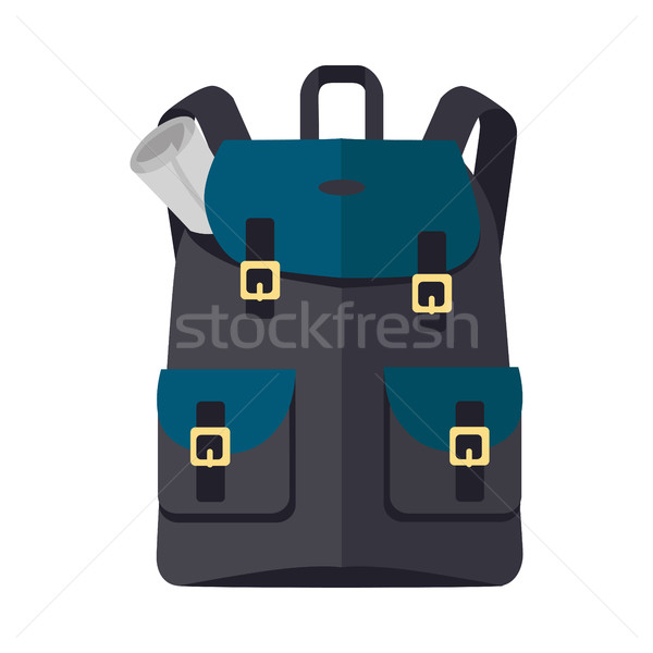 Backpack Schoolbag Icon with Notebook Ruler Stock photo © robuart